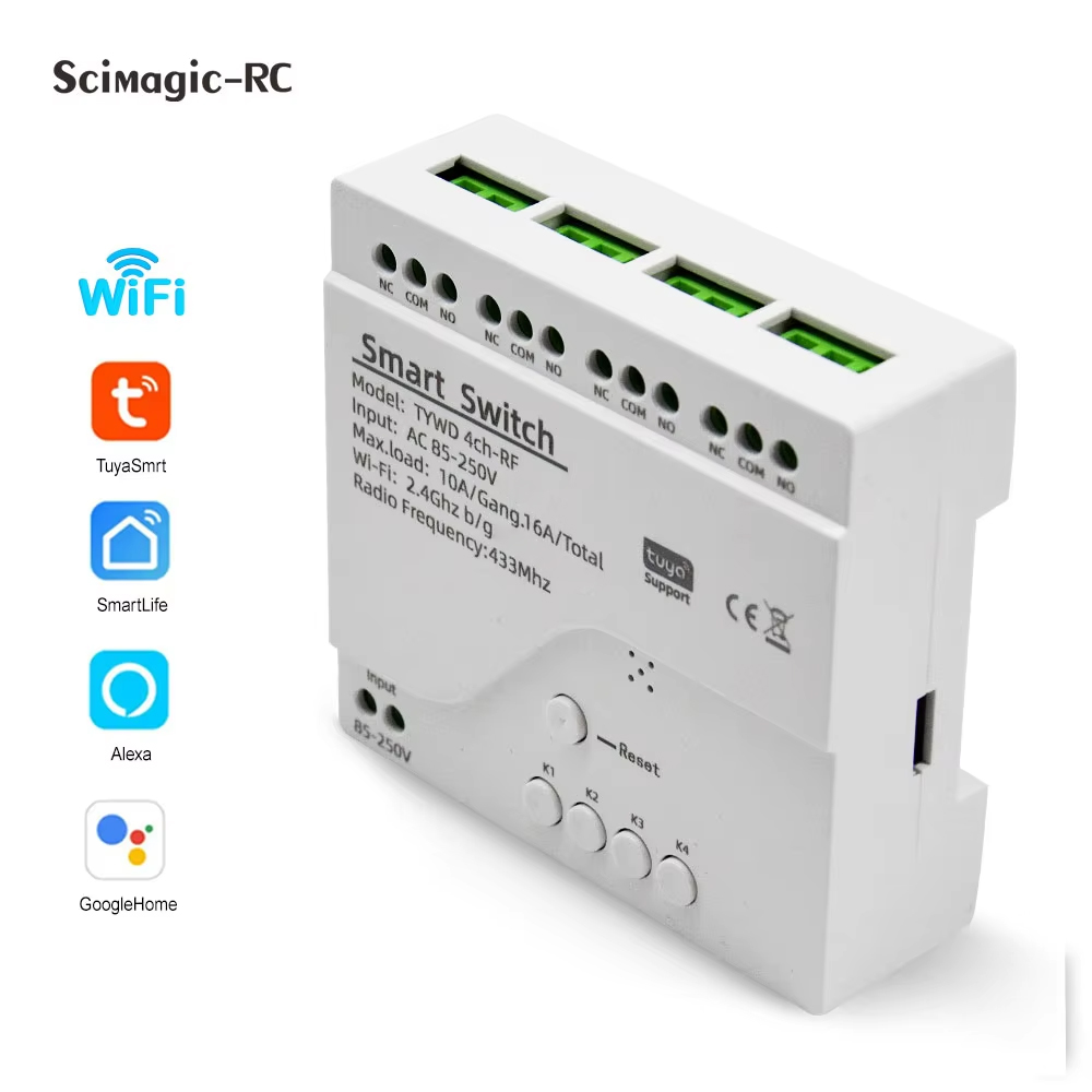 Tuya 4 Channel - Smart Tuya Schakelaar 4CH Relaismodule Domotica