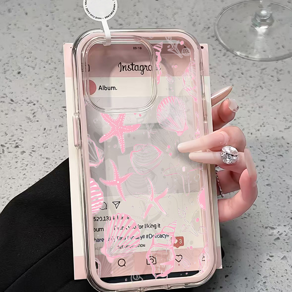 Shelly - Zomer Roze Schelp Transparante Telefoonhoesje voor