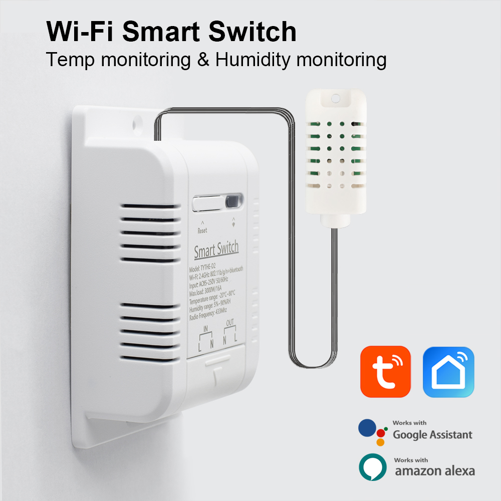 Tuya 4 Channel - Tuya Wifi Slimme Temperatuur Vochtigheidsschakelaar Bewaking