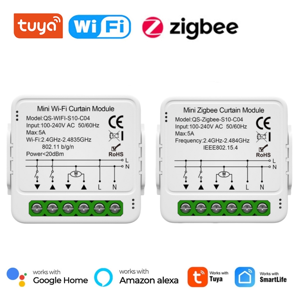 Tuya 4 Channel - Tuya WiFi Zigbee Smart Gordijnschakelaarmodule Sluit