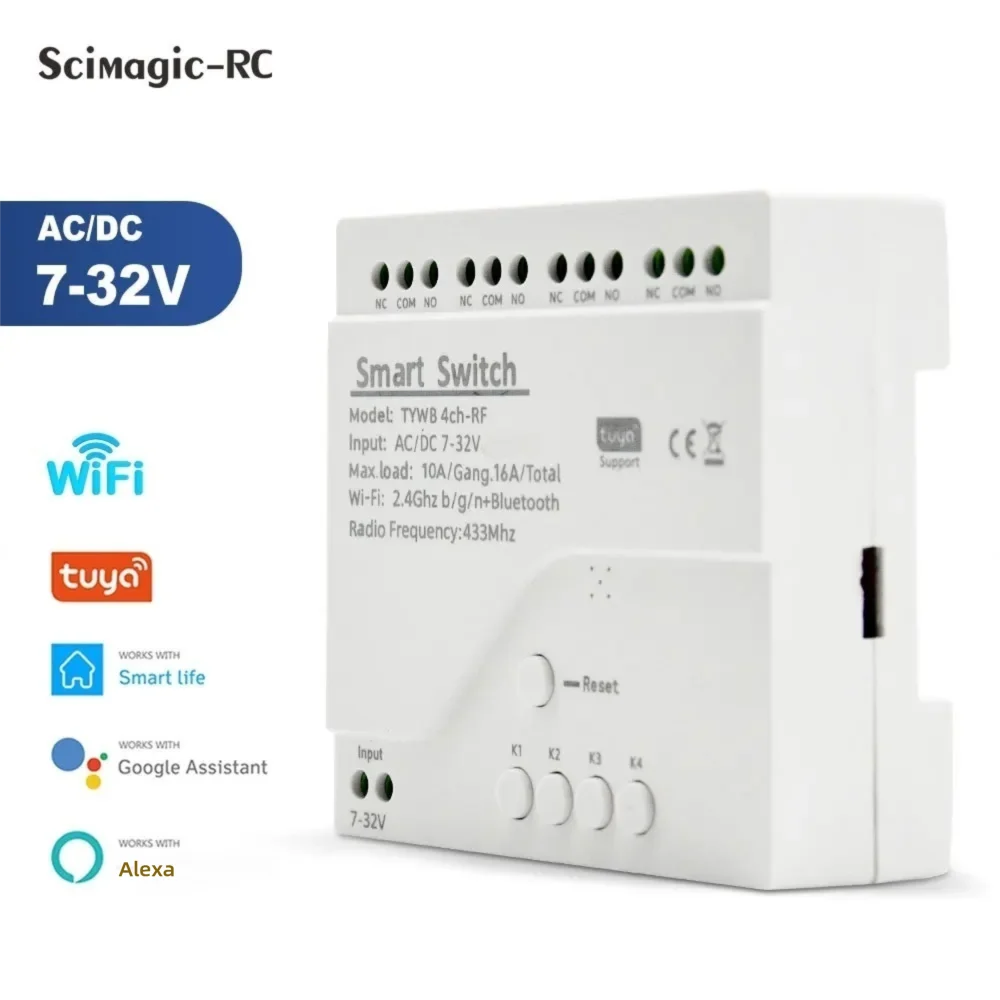 Tuya Smart WiFi 7-32V 85-250V  - Tuya 4 Channel recensie en prijs